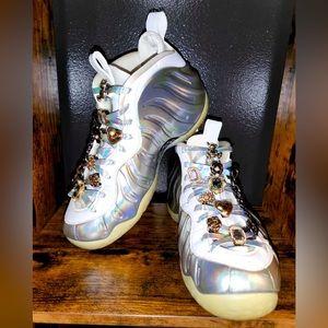 Sold Rare Nike Air Foamposite One White Chrome Womens Sz Mis Match 9/9,5 Charms